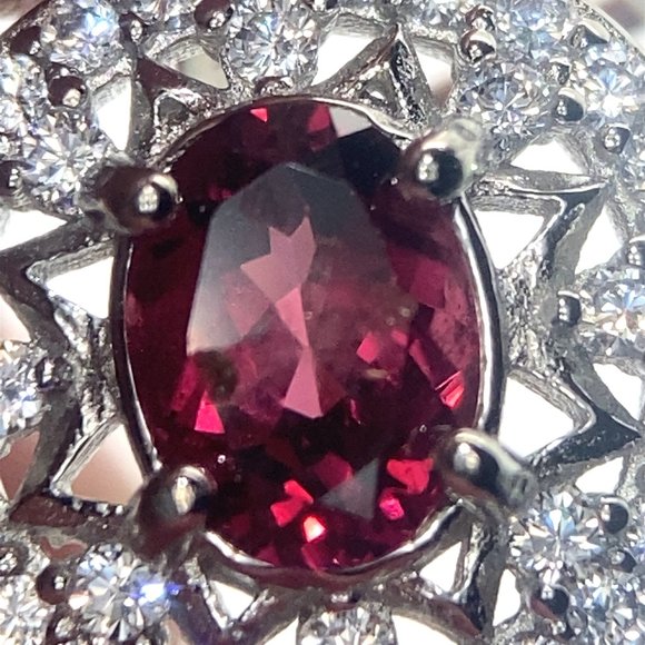 Rhodolite Garnet 3.52ct Platinum Finish Solid 925 Sterling Silver Earrings - Picture 4 of 8